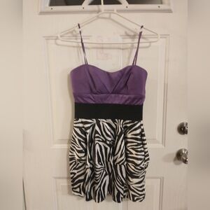 Ruby Rox Purple and Zebra Stripe Girl's Mini Dress Size 9